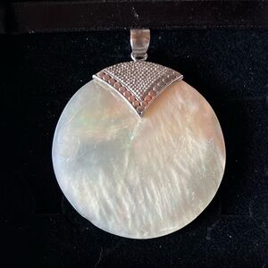 MOTHER OF PEARL Natural Seashell  Pendant BIG AND BEAUTIFUL White 2” Beachy BOHO